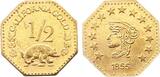 California Gold 1855 ca. VZ, USA, 1/2 Dollar Coronet Kopf EF