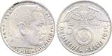 Deutschland  5 Reichsmark Hindenburg 1939E vz/st, selten i.d. Erhaltung vz/stgl