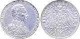 Deutschland  3 Mark Kaiser Uniform Preußen 1913A J 112 minimal berieben Wilhelm II EF