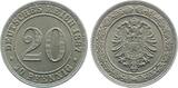 Deutschland  20 Pfennig 1887 G stempelglanz fein Archiv Franquinet BU fein