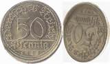 Deutschland  Fehlprägung 50 Pfennig 1922 E ca. 2/3 gerändert, dezentriert UNC-