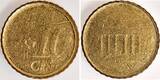 Deutschland  Fehlprägung 10 Cent 2002 beide Seiten kaum geprägt, selten UNC