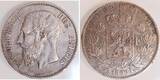 5 Franken/ Francs 1868 minimaler Randfehler Belgien Leopold II ss/vz