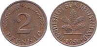 Deutschland 2 Pfennig Fehlprägung 2 Pfennig 1950 G 2 deutlich doppelt! J 381 -