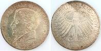Deutschland 5 DM 5 Deutsche Mark Eichendorff 1957 J Erstabschlag Patina CH UNC / stgl
