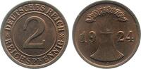 2 Reichspfennig 1924 Deutschland 2 Reichspfennig 1924 J J 314 stgl fein ! stempelglanz fein