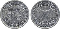 50 Pfennig 1930 Deutschland 50 Reichspfennig 1930 D vz/stgl. minimale Randfehlerchen vorzüglich/stempelglanz