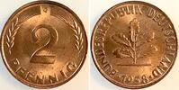 Deutschland 2 Pfennig 2 Pfennig 1958G stgl, sehr selten i.d. Erhaltung -