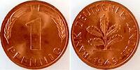 Deutschland 1 Pfennig 1 Pfennig 1949F bfr/stgl, zaponiert, Sammlung Porth -