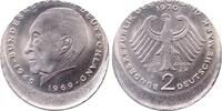 2 DM 1970 Deutschland Fehlprägung 2 DM Adenauer 1970 F dezentriert vz/st vorzüglich/stempelglanz