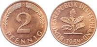 Deutschland 2 Pfennig 2 Pfennig 1959 D bfr J 381 Erstabschlag -