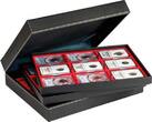 Münzkassette NERA XL mit 3 Tableaus und hellroten Münzeinlagen für 27 US-Münzkapseln (Slabs) bis zu einem Format von 63x85 mm