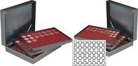    Münzkassette NERA XL mit 3 Tableaus und dunkelroten Münzeinlagen für 105 Münzkapseln mit Außen-Ø 32 mm, z.B. für 2 Euro-Münzen i 
