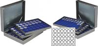 Münzkassette NERA XL mit 3 Tableaus und dunkelblauen Münzeinlagen für 105 Münzkapseln mit Außen-Ø 32 mm, z.B. für 2 Euro-Münzen -