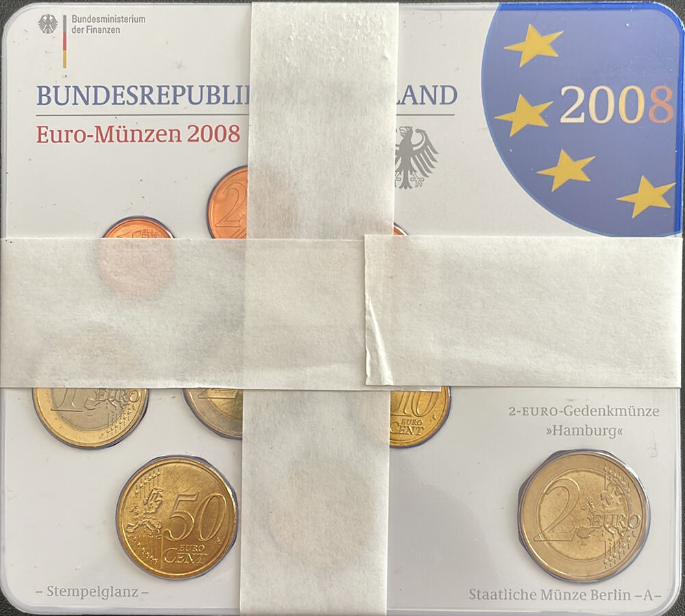 BRD 5 X Kursmünzensatz A 5,88 Euro 2008, A,D,F,G,J. BU | MA-Shops