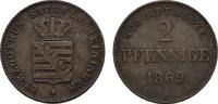 SACHSEN Ku.-2 Pfennig 1869. Georg II., 1866-1914. Sehr schön +. 8.15 US$  +  11.64 US$ shipping