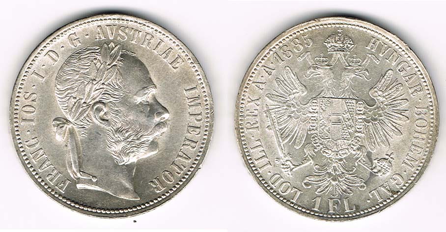 Österreich 1 Florin (Gulden) austria, silver coin, 1 florin 1885