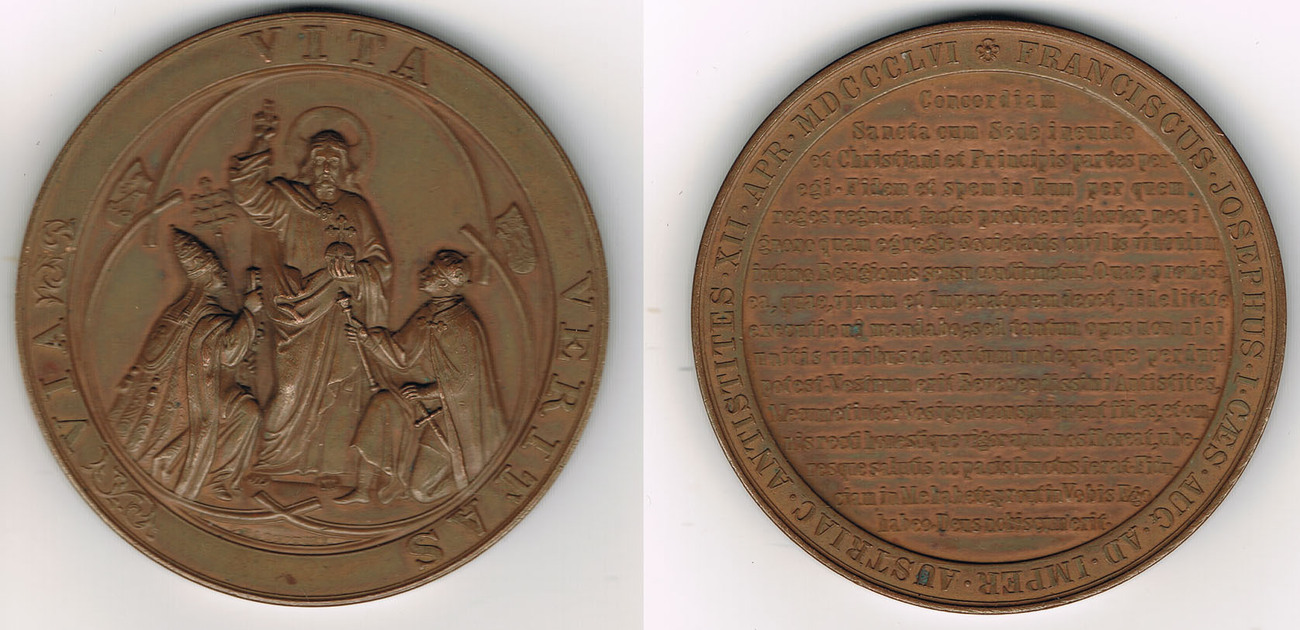 Bronzemedaille 1856 Haus Habsburg Franz Joseph I Pius Ix