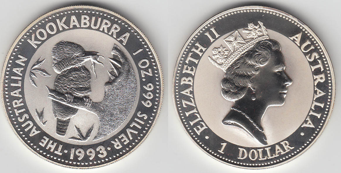 Australien 1 Dollar australia, kookaburra 1993, 1 ounce, like scan