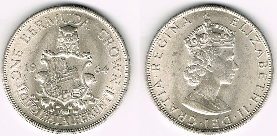 1 Crown bermuda silver crown 1964, like scan UNC | MA-Shops