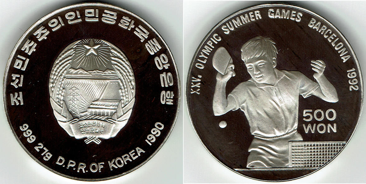 Nord Korea 500 Won 1990 north korea silver coin Olympics