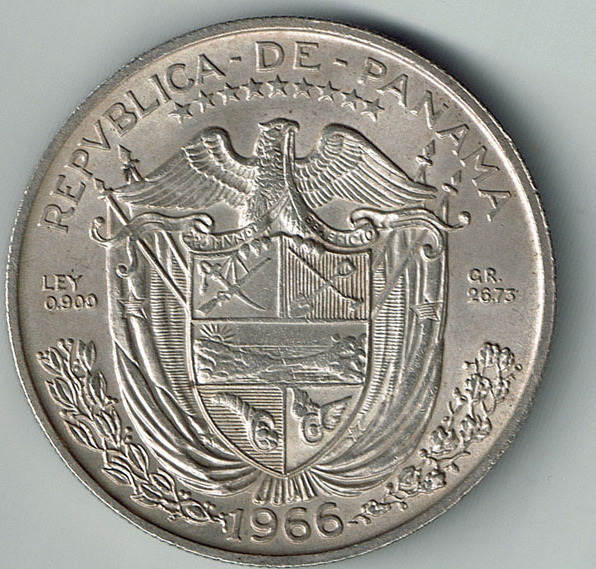 1 Balboa 1966 panama silver coin balboa like scan AU