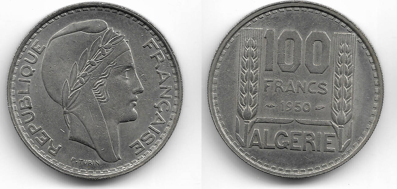 Algerien 1950 Algeria, 100 francs coin, VF, like scan VF+ | MA-Shops