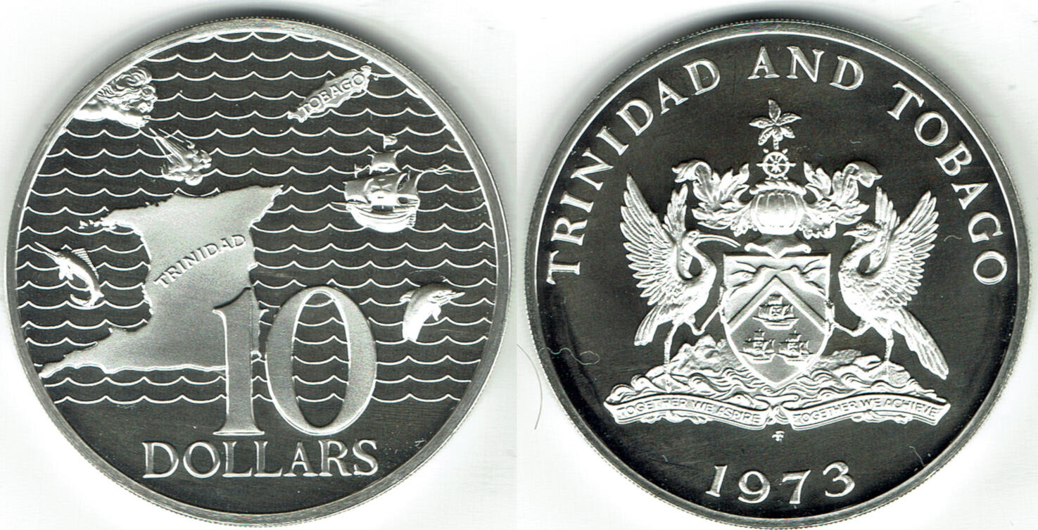 10 Dollars 1973 Trinidad and Tobago 10 Dollar, like scan Proof | MA-Shops