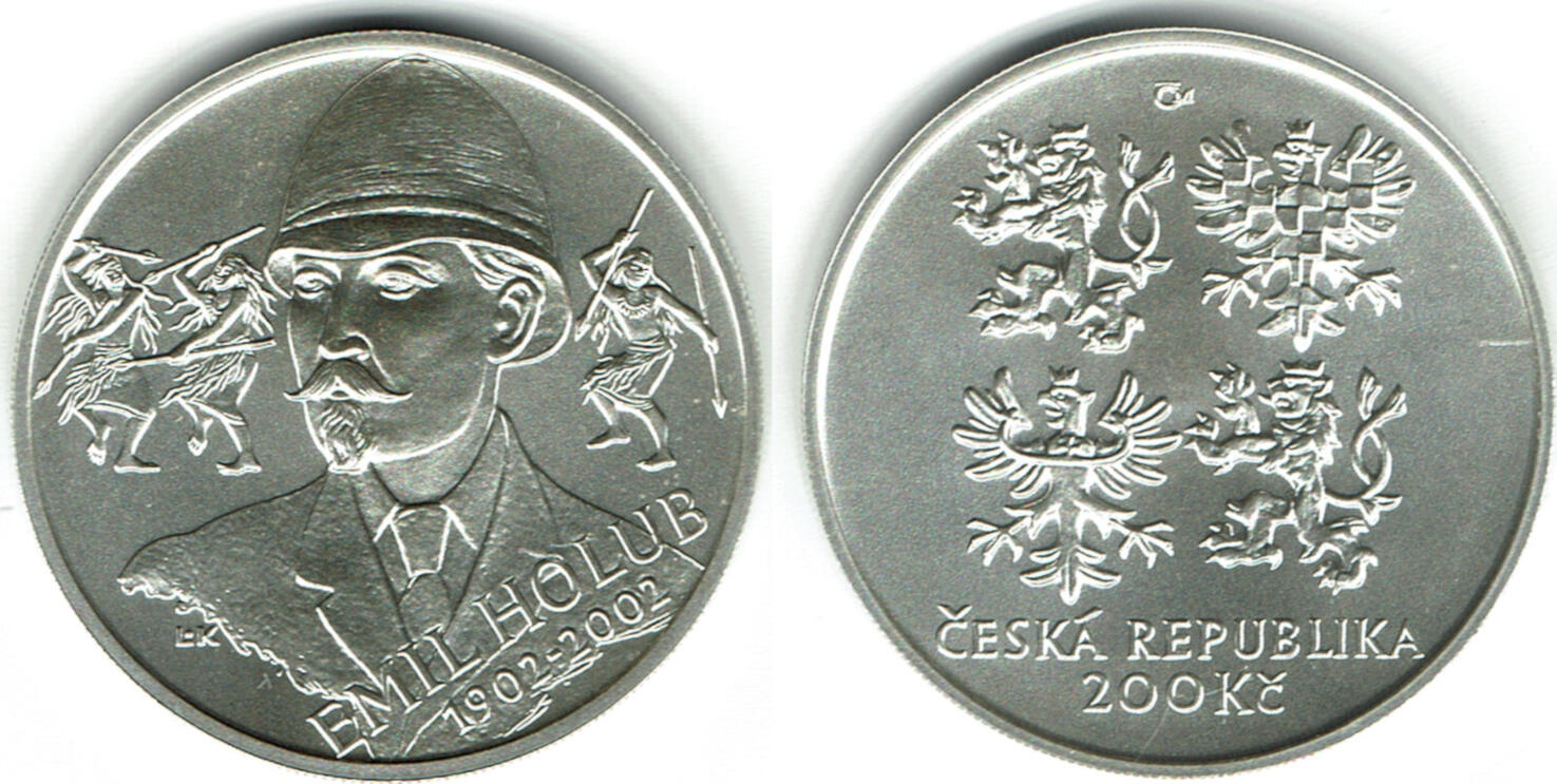 Tschechien 200 Kronen 2002 Czech Republic Silver Commemorative Coin Emil Holub Bu Ma Shops 