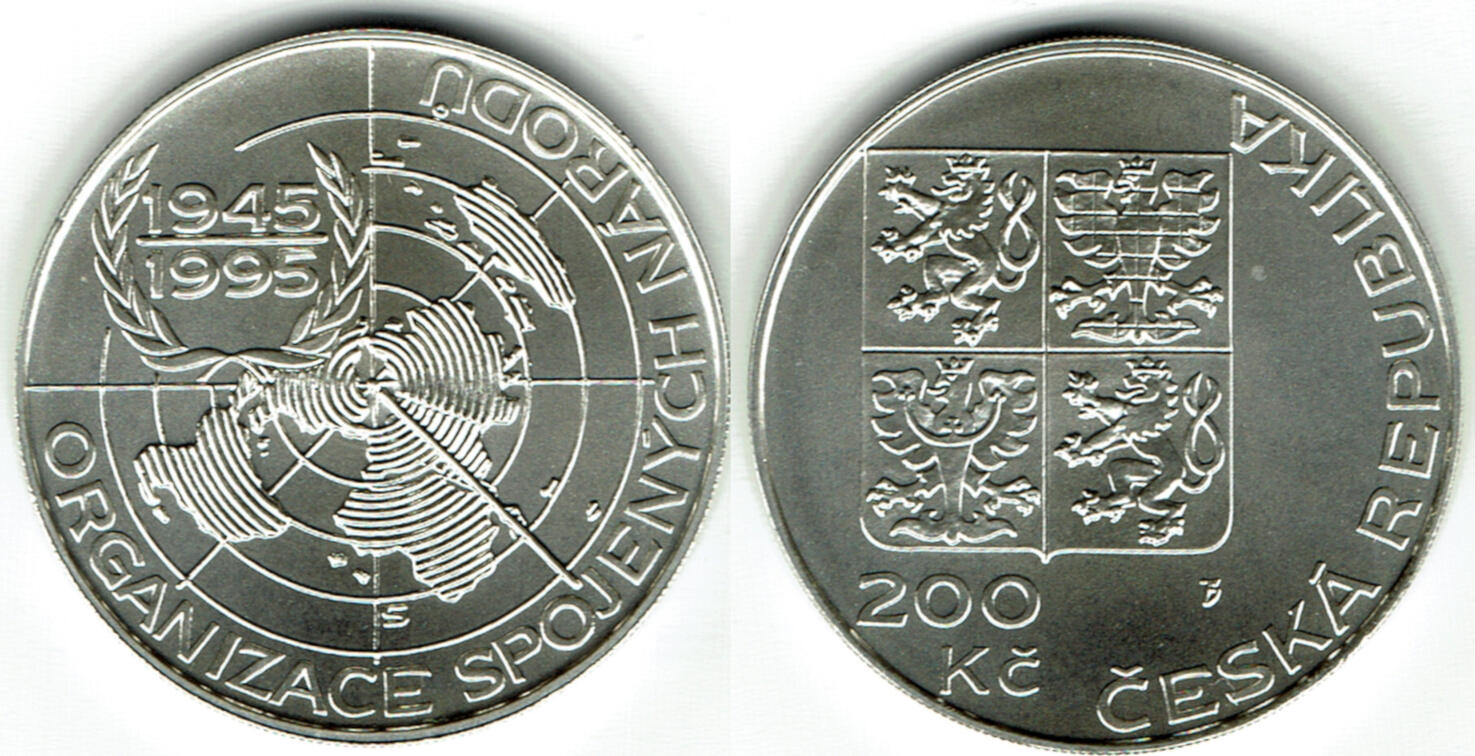 Tschechien 200 Kronen 200 Korun 1995 Czech Republic 200 Korun 50th Anniversary United 