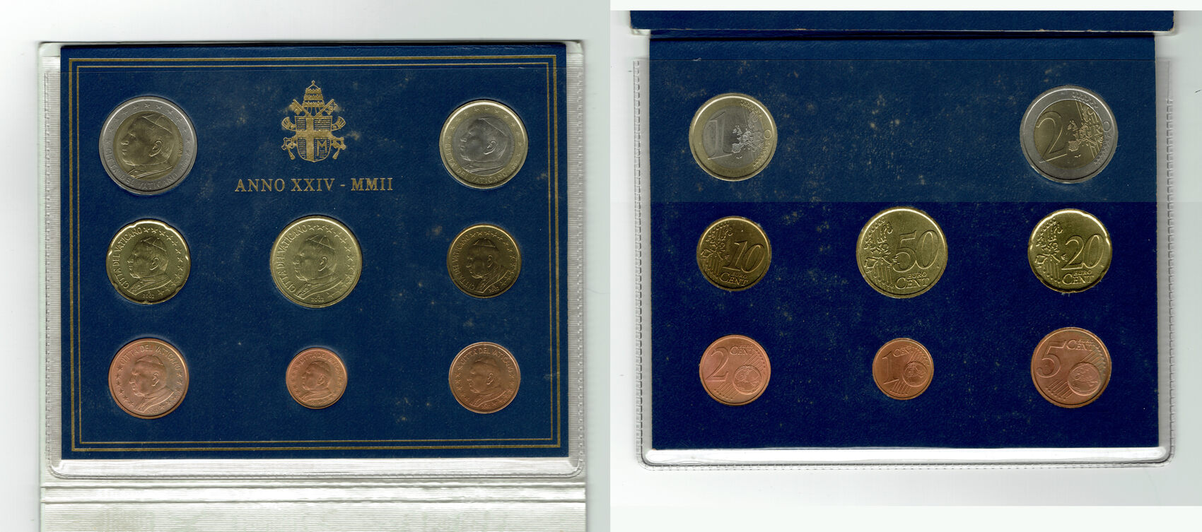 Vatikan 3,88 Euro Coin set Vatican 2002, Benedict XVI., blister package dirty and signs of use Vatikan 3,88 Euro Coin set Vatican 2002, Benedict XVI., blister package dirty and signs of use