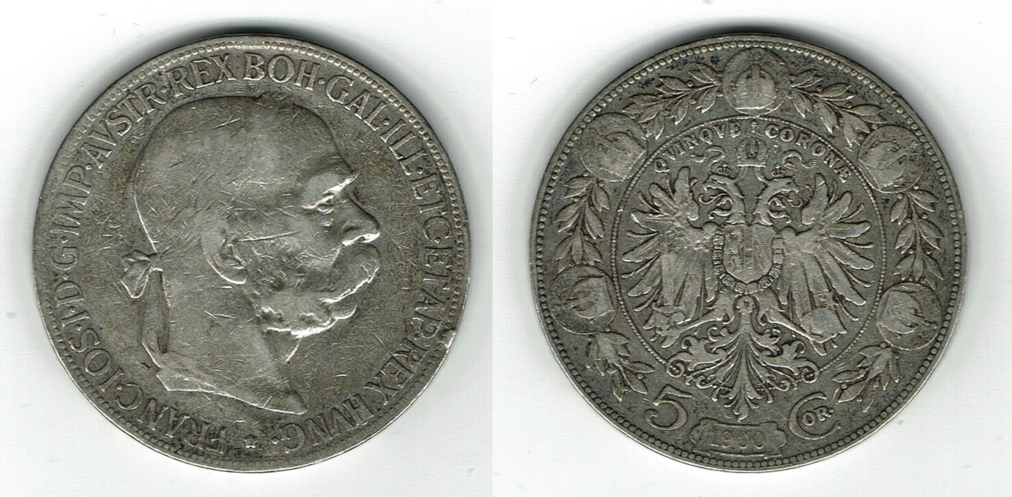 Österreich 5 Kronen austria, 5 corona (crowns), 1900, franz josef I