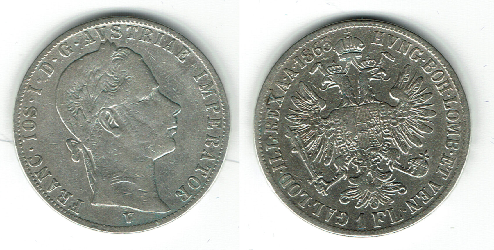 Österreich 1 Florin austria, franz joseph I. silver florin 1863 V, like ...