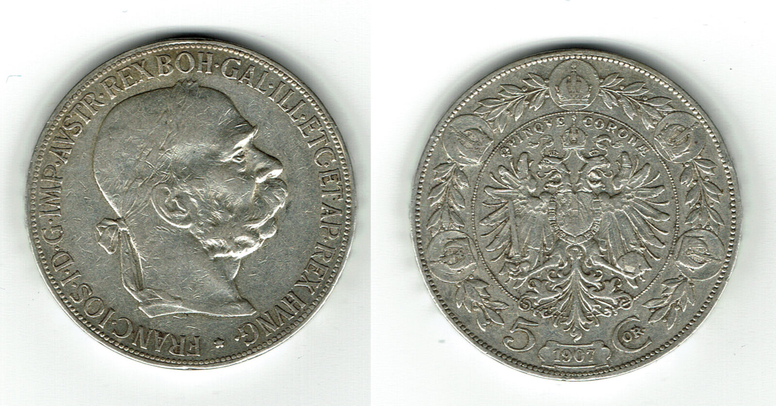 Österreich 5 Kronen austria, 5 corona (crowns), 1907, franz josef I ...