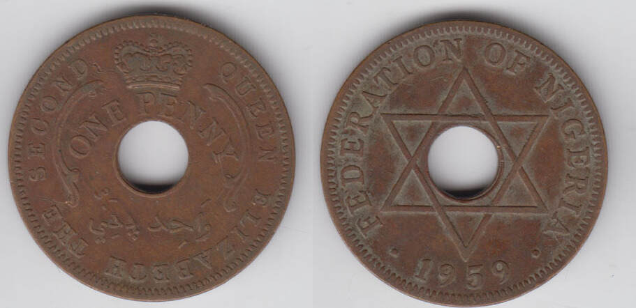 Nigeria, 1 penny elisabeth II. 1959, like scan VF | MA-Shops