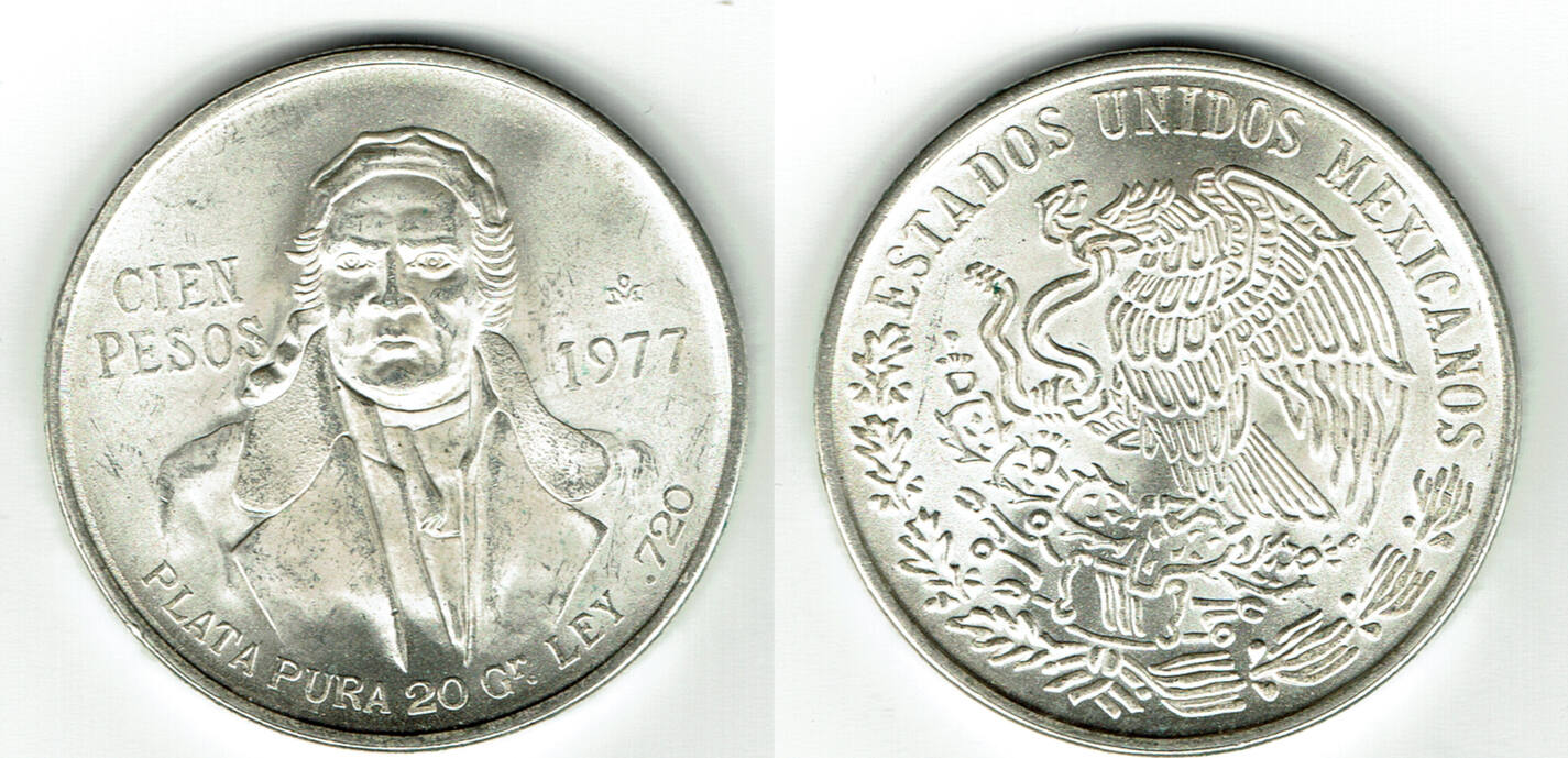 Mexiko Mexico 1977, 100 Pesos, like scan UNC | MA-Shops