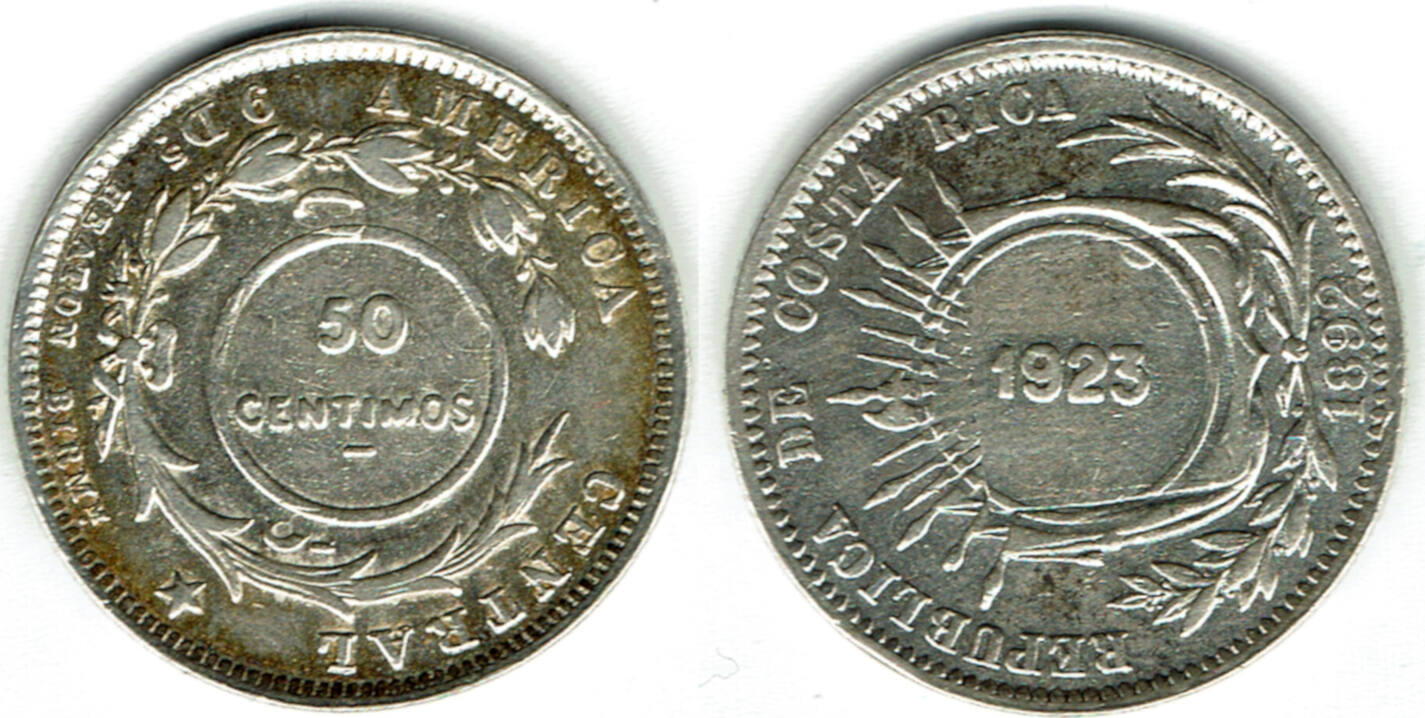 1923 Costa Rica, silver coin, 50 Centimos, like scan VF | MA-Shops