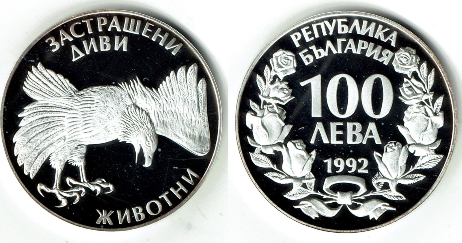 Bulgarien 100 Leva 1992 Bulgaria, silver coin, 