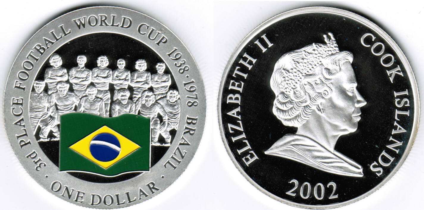 1 Dollar Cook Islands Silver Coin 2002 Soccer World Championship