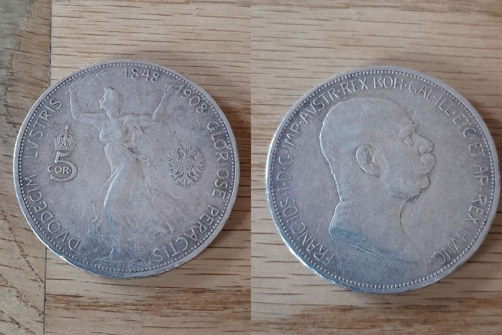 Österreich 5 Kronen 1908 austria silver coin, 5 corona (Crowns), like ...