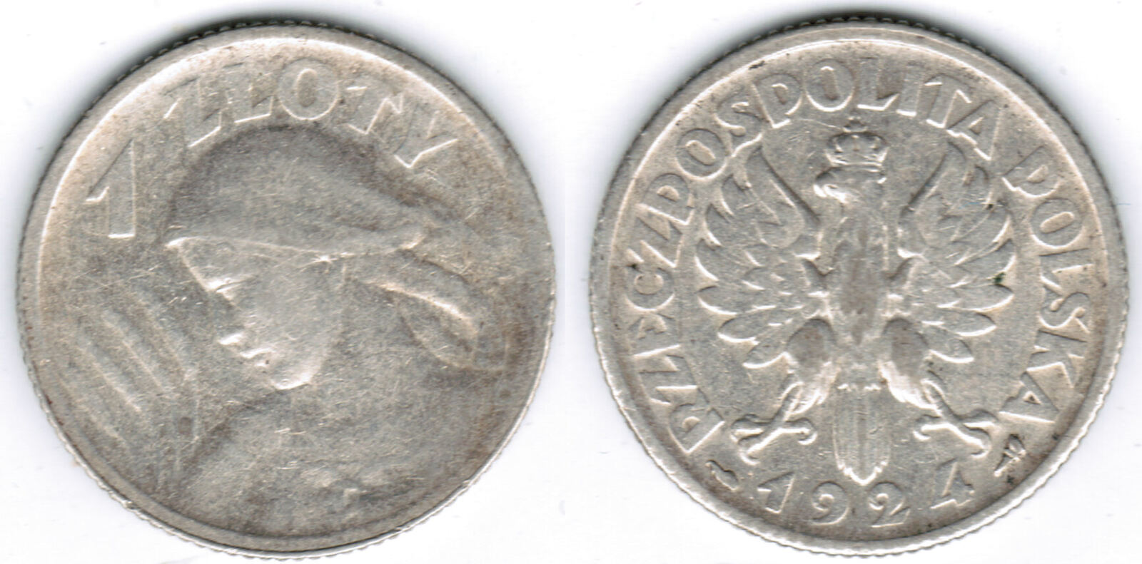 Polen poland silver coin 1924, 1 zloty, like scan VF | MA-Shops