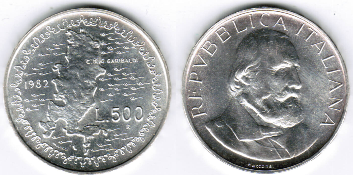 Italien 1982 italy silver coin, 500 lire, 