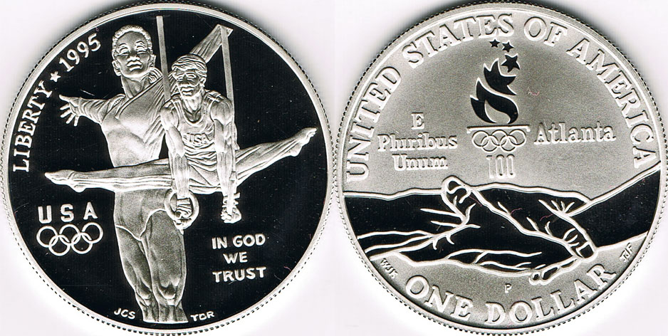 1 Dollar 1995 USA, Silber-Gedenkmünze Olympische Spiele Atlanta ...