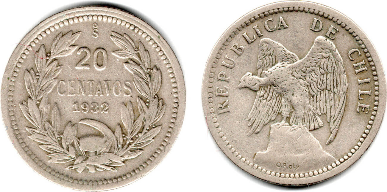 chile, 20 Centavos 1932, like scan VF | MA-Shops