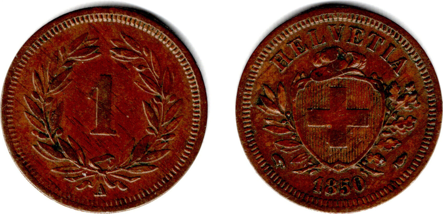 Schweiz Switzerland, 1 Rappen 1850 A, like scan VF | MA-Shops