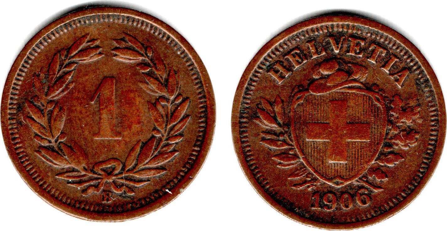 Schweiz Switzerland, 1 Rappen 1906 B, like scan VF | MA-Shops