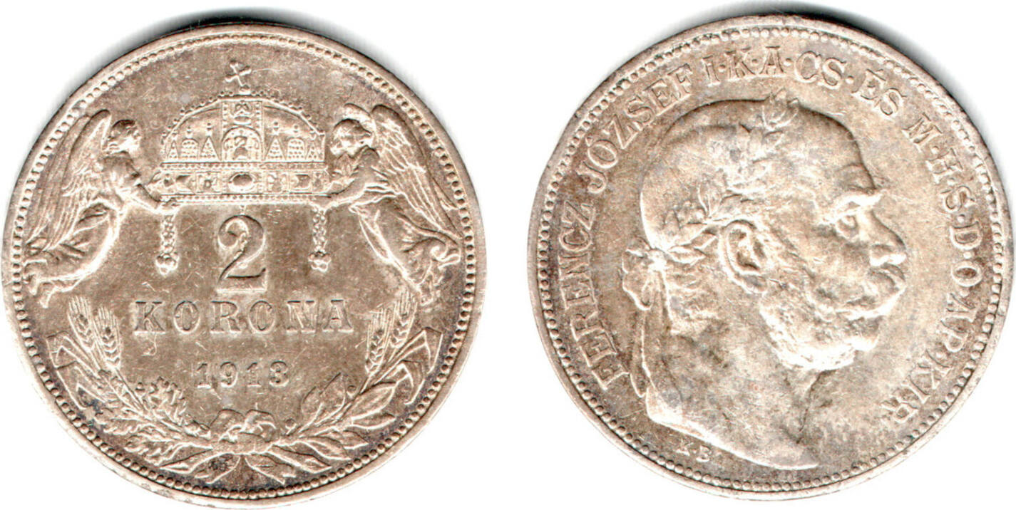 Ungarn Hungary, 2 korona 1913, like scan VF-EF | MA-Shops