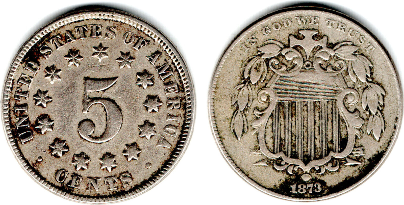 1873 USA, 5 Cents Shield Nickel, like scan VF | MA-Shops