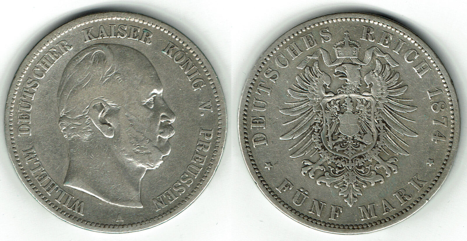 Preußen 5 Mark 1874 A, Wilhelm I., Erhaltung siehe Scan! VF | MA-Shops