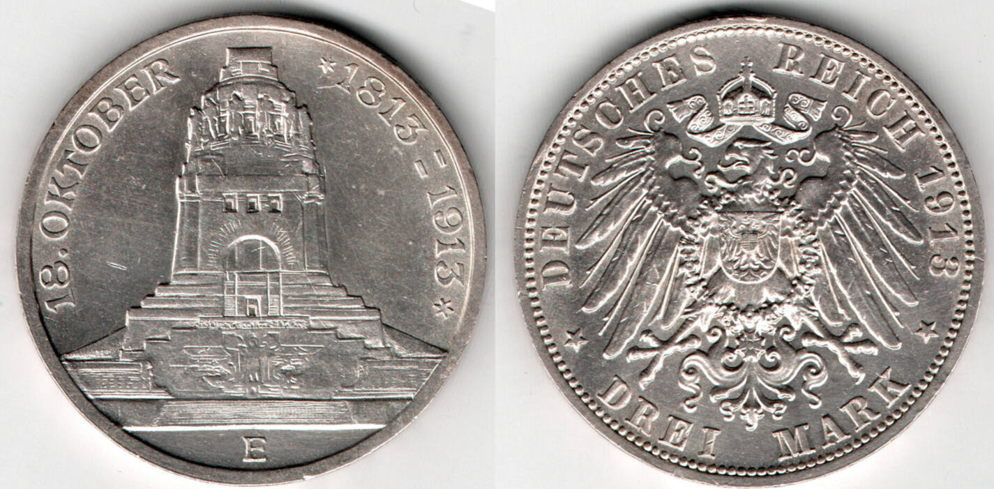 Et Si Nous Vivions En 1913 Scan Vf Kursmünze Sachsen, 3 Mark 1913, Völkerschlachtdenkmal Leipzig, Siehe